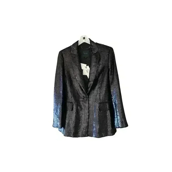 NWT Ted Baker Black Millei Matte Sequin Relaxed Fit Blazer Size 1/4 - Picture 8 of 13
